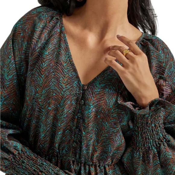 Wrangler Retro Antique Button Fit and Flare Women's Green Patterned Dress - S - Picture 4 of 10